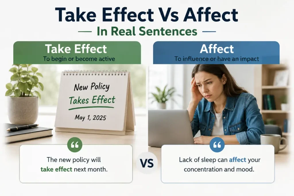 Take Effect Vs Affect In Real Sentences