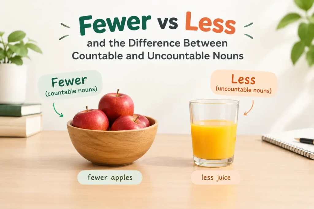 Fewer vs Less and the Difference Between Countable and Uncountable Nouns